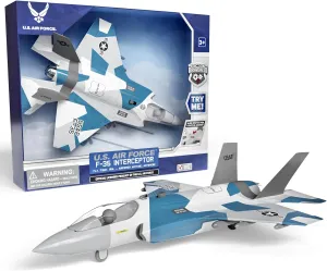 Lollipop F-35 Interceptor Toy - Realistic U.S. Air Force Fighter Jet for Kids and Toddlers - Great Play Experience with Realistic Lights and Sounds