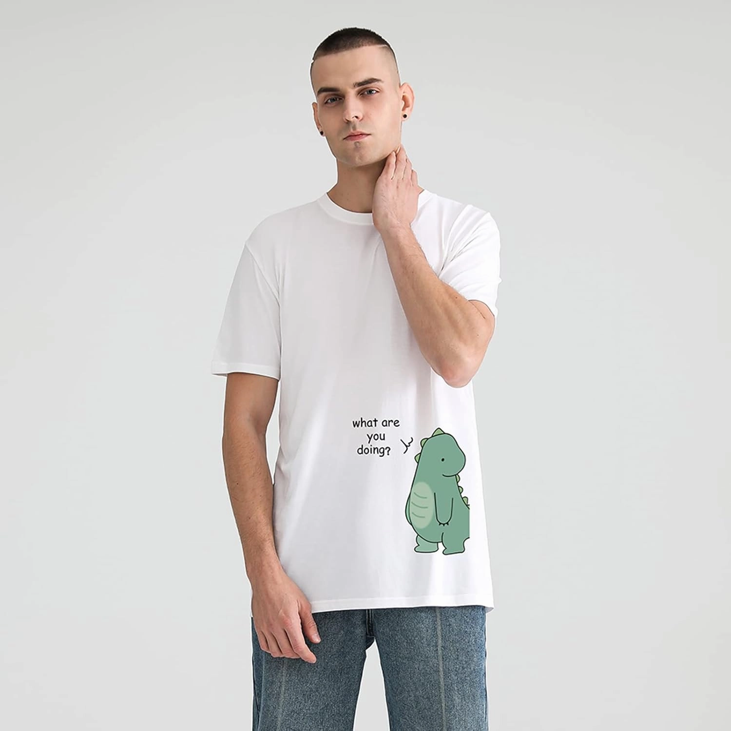 Lovely Dinosaur Matching Tee for Couple - Husband & Wife, Pure Cotton, Ideal for Lovers