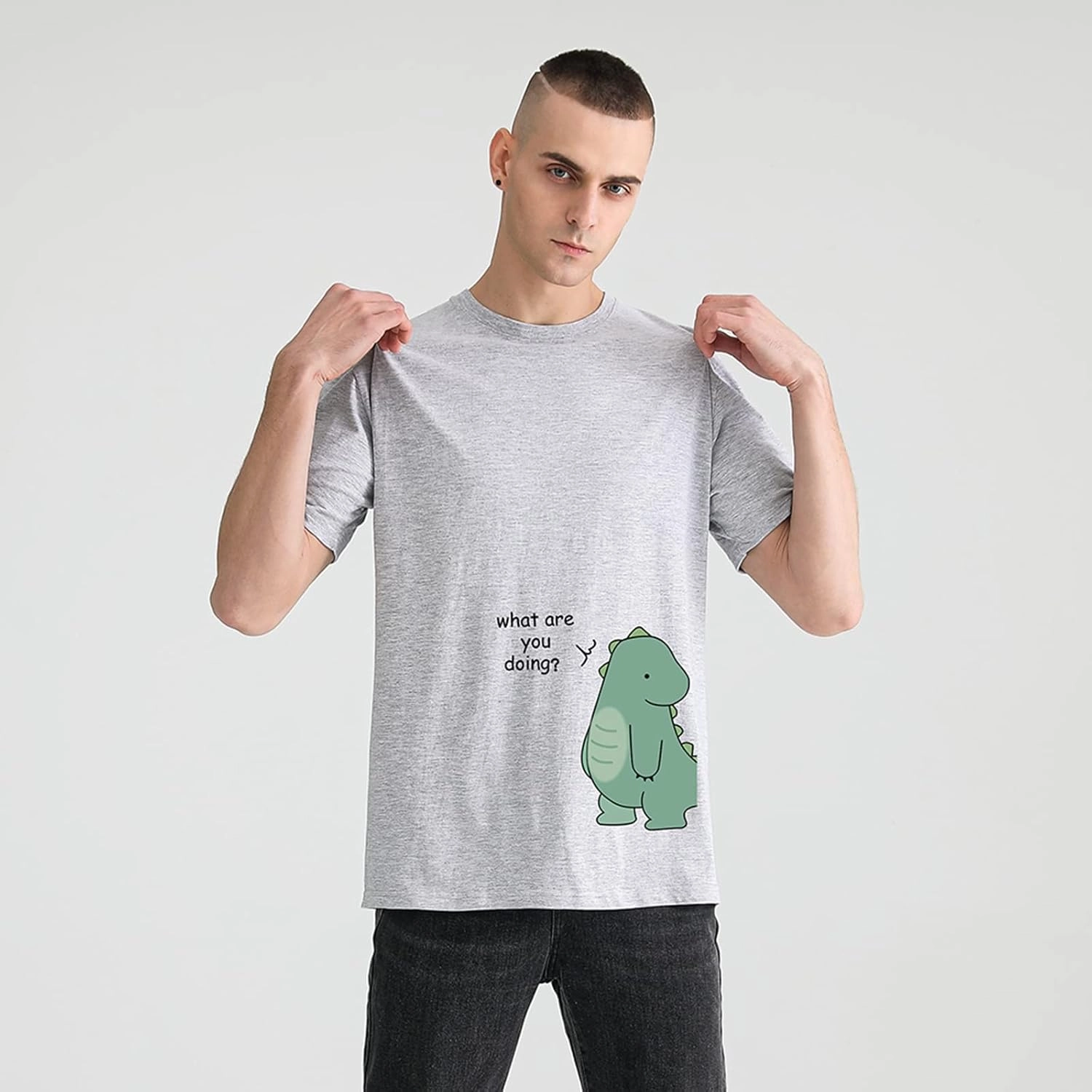 Lovely Dinosaur Matching Tee for Couple - Husband & Wife, Pure Cotton, Ideal for Lovers
