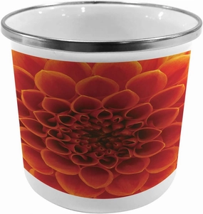 Lunarable Abstract Metal Camping Cup, Abstract Flower and Petals Seasonal Blossom Closeup View Gardening Bedding Plant, Stainless Steel Mug for Indoor and Outdoor Activities, Orange Red