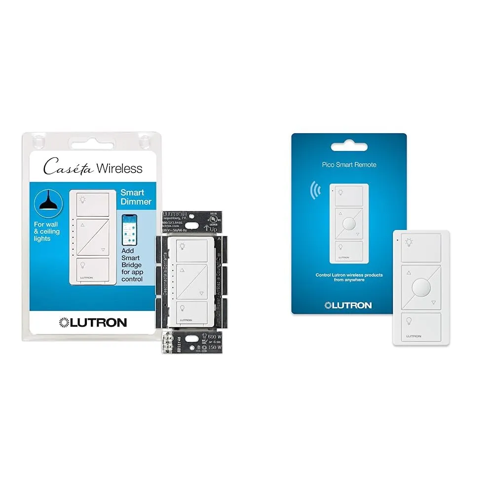 Lutron Caseta Smart Lighting Dimmer Switch for Wall and Ceiling Lights with Pico | PD-6WCL-WH | White