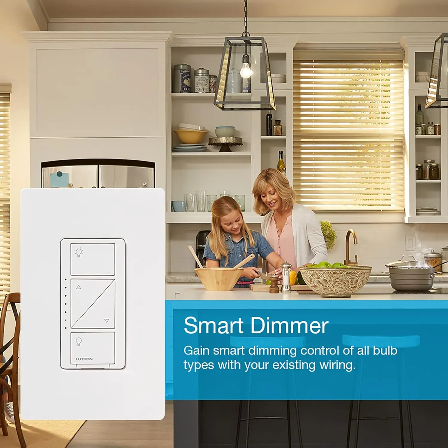 Lutron Caseta Smart Lighting Dimmer Switch for Wall and Ceiling Lights with Pico | PD-6WCL-WH | White