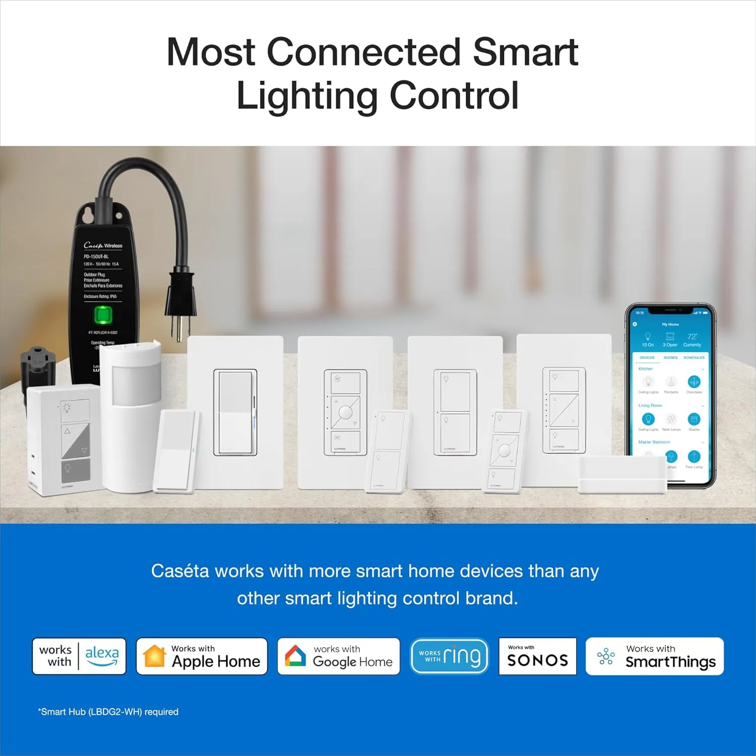 Lutron Diva Smart Dimmer Switch ELV  for Caseta Systems, Works w/Alexa, Apple Homekit, Google Home (Hub Required), 250-Watt LED, Neutral Required, DVRF-5NE-LA, Light Almond