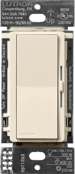 Lutron Diva Smart Dimmer Switch ELV  for Caseta Systems, Works w/Alexa, Apple Homekit, Google Home (Hub Required), 250-Watt LED, Neutral Required, DVRF-5NE-LA, Light Almond