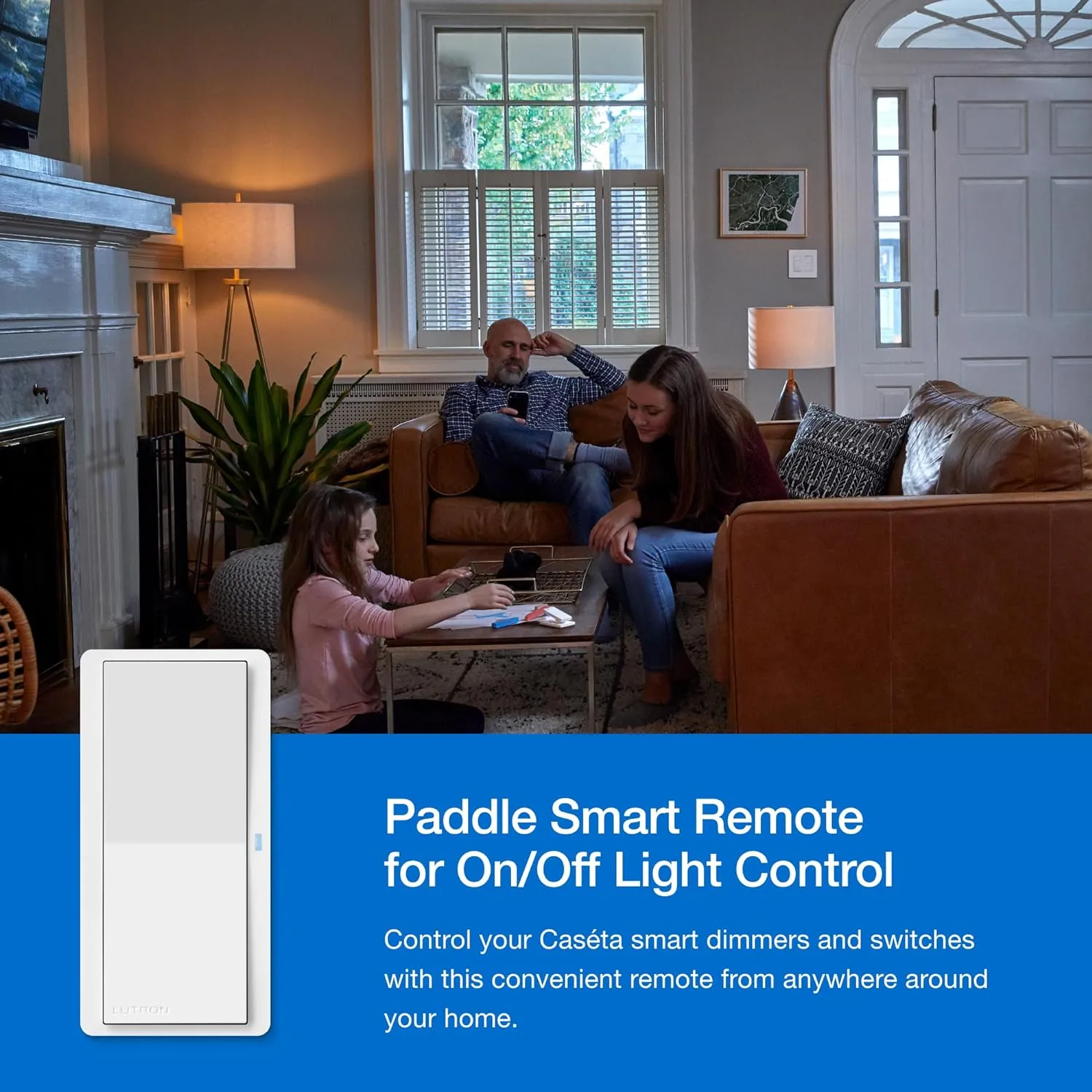 Lutron Pico Paddle Remote for On/Off Control of Caseta Smart Switches/Dimmers, PJ2-P2B-GBR, Brown