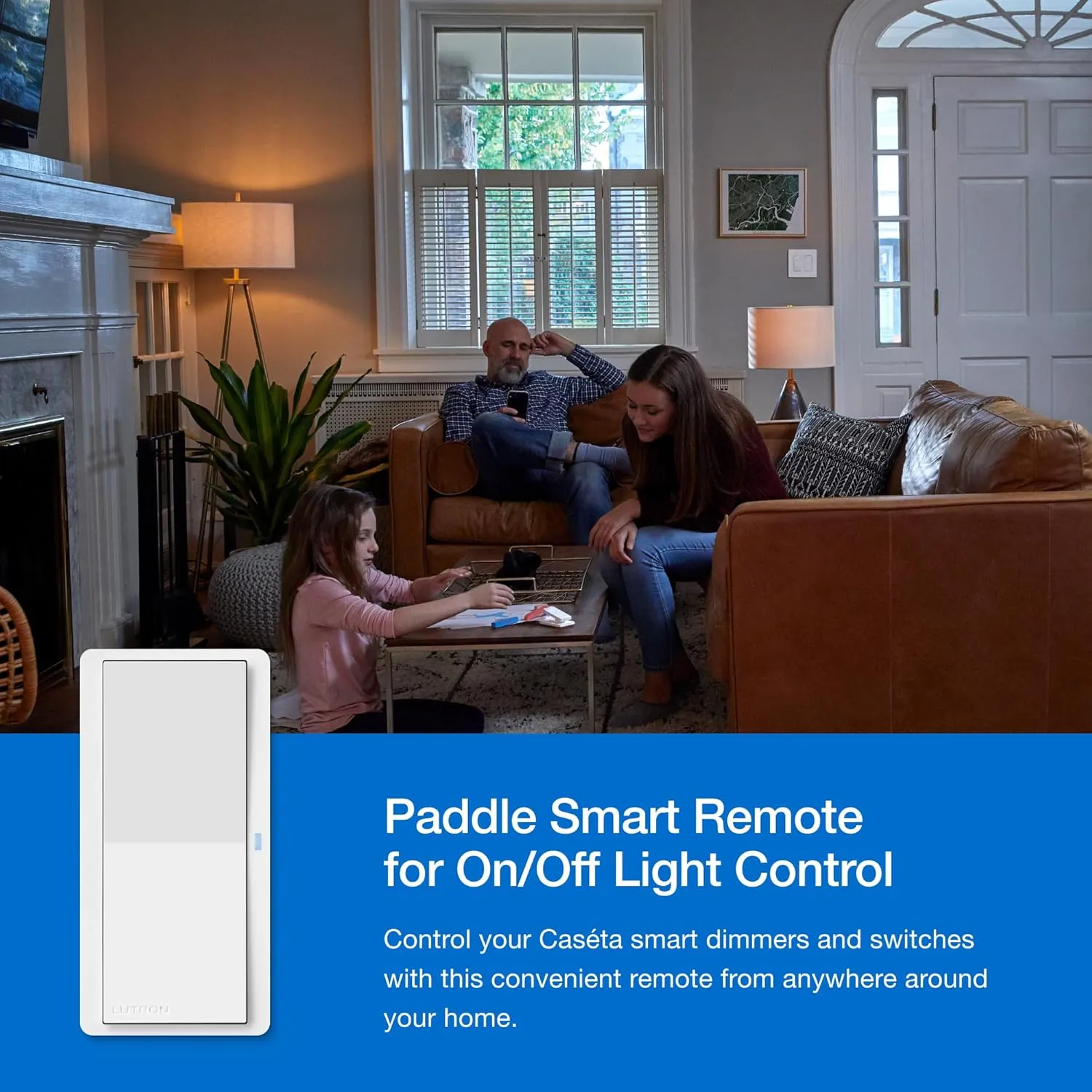 Lutron Pico Paddle Remote for On/Off Control of Caseta Smart Switches/Dimmers, PJ2-P2B-GIV, Ivory