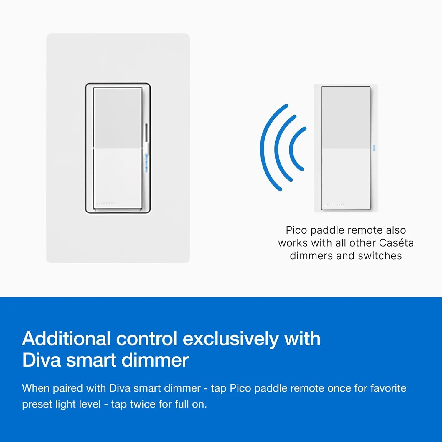 Lutron Pico Paddle Remote for On/Off Control of Caseta Smart Switches/Dimmers, PJ2-P2B-GIV, Ivory