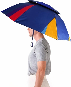 Luwint 36'' Diameter Double Layer Folding Compact UV Rain Protection Umbrella Hat