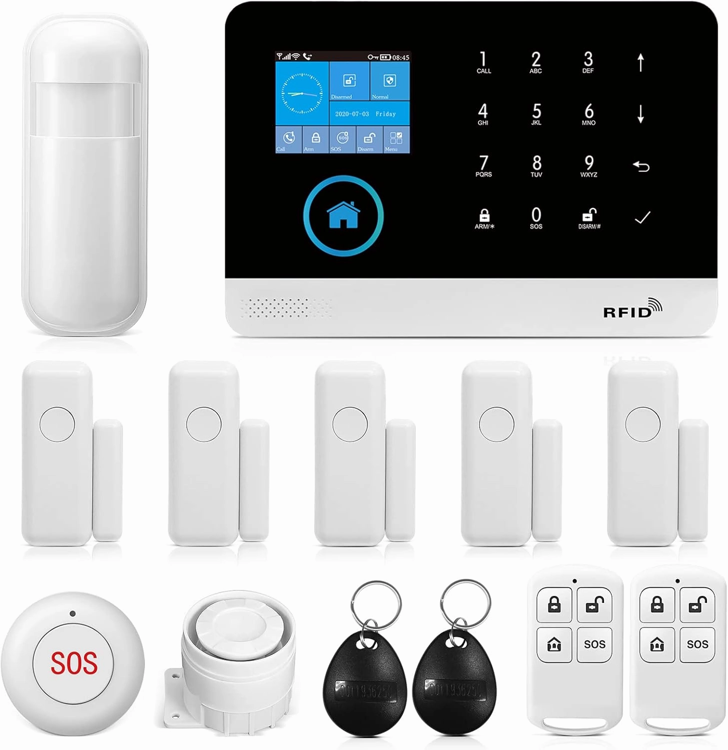 LWOHSI Wireless WiFi Alarm System for Home Security,DIY Smart Life Tuya App Alerts,PIR Motion Detector,Door/Window Sensor,SOS Emergency Button,Loud Siren,Work with Google and Alexa（13 Pieces）