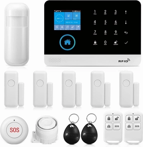 LWOHSI Wireless WiFi Alarm System for Home Security,DIY Smart Life Tuya App Alerts,PIR Motion Detector,Door/Window Sensor,SOS Emergency Button,Loud Siren,Work with Google and Alexa（13 Pieces）