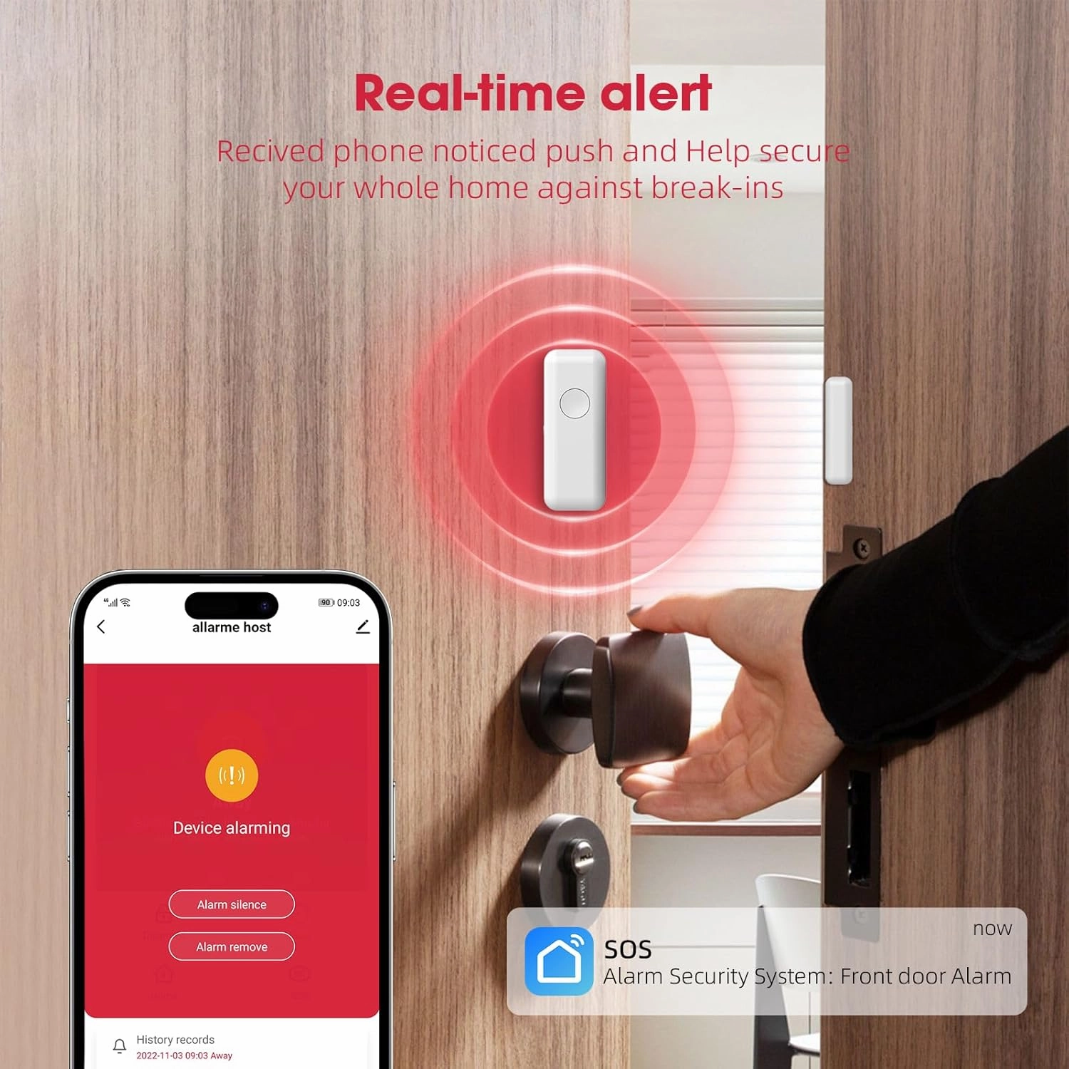 LWOHSI Wireless WiFi Alarm System for Home Security,DIY Smart Life Tuya App Alerts,PIR Motion Detector,Door/Window Sensor,SOS Emergency Button,Loud Siren,Work with Google and Alexa（13 Pieces）