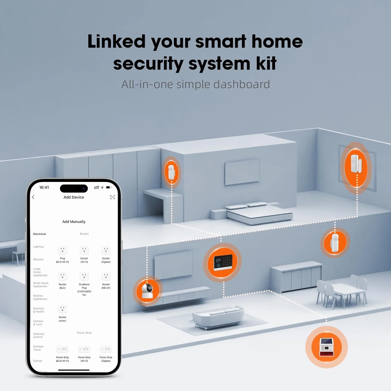 LWOHSI Wireless WiFi Alarm System for Home Security,DIY Smart Life Tuya App Alerts,PIR Motion Detector,Door/Window Sensor,SOS Emergency Button,Loud Siren,Work with Google and Alexa（13 Pieces）