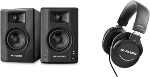 M-Audio BX4BT 4.5" Studio Monitors & PC Speakers with Bluetooth for Recording and Multimedia & HDH40 – Over Ear Studio Headphones with Closed Back Design