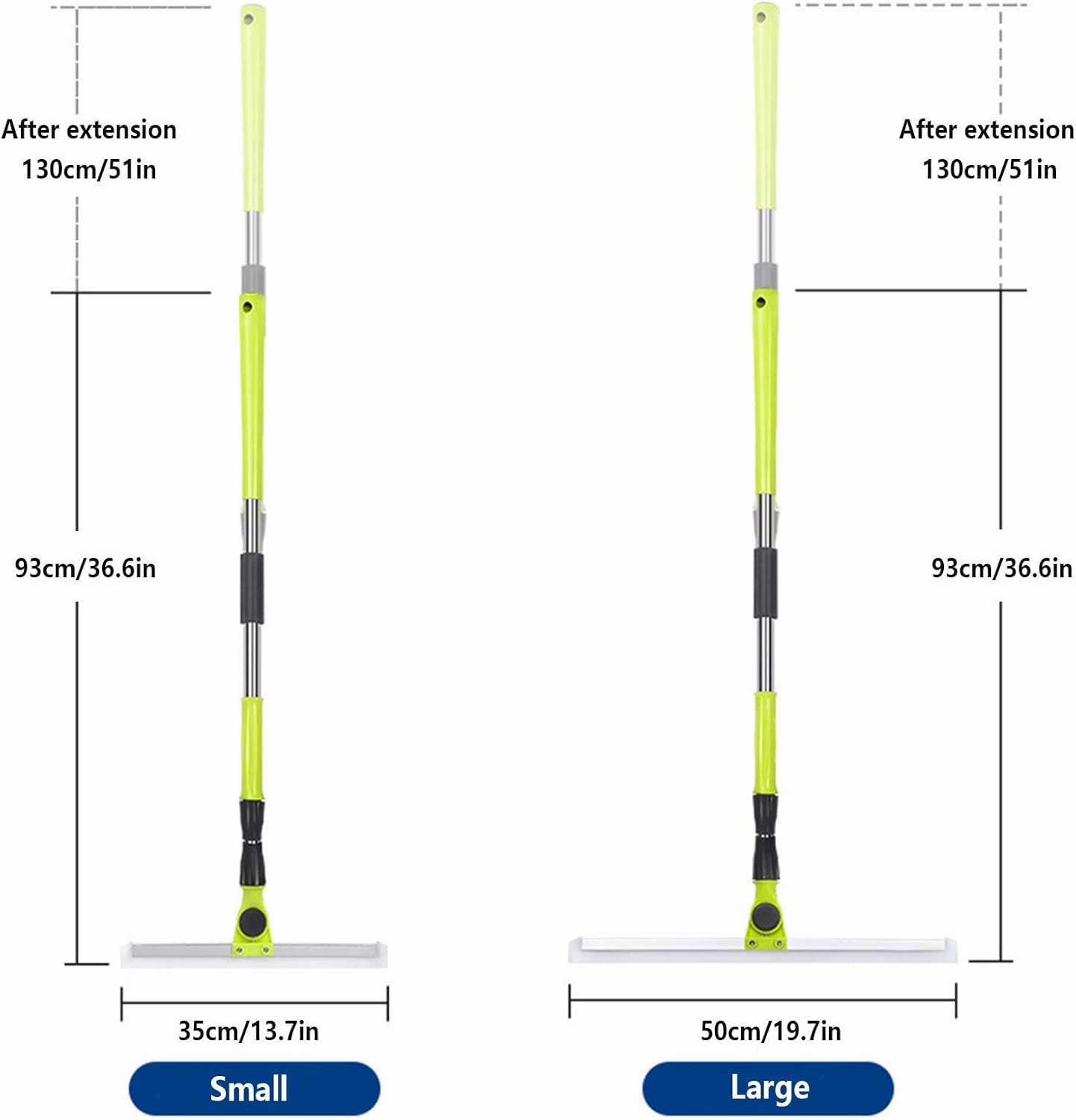 Magic Broom Sweeper, with 51 Long Handle Rubber Broom for Pet Hair Hardwood Floor, Floor Squeegee for Tile Floor for Smooth Floors,Rugs,Windows,Large:50×130cm