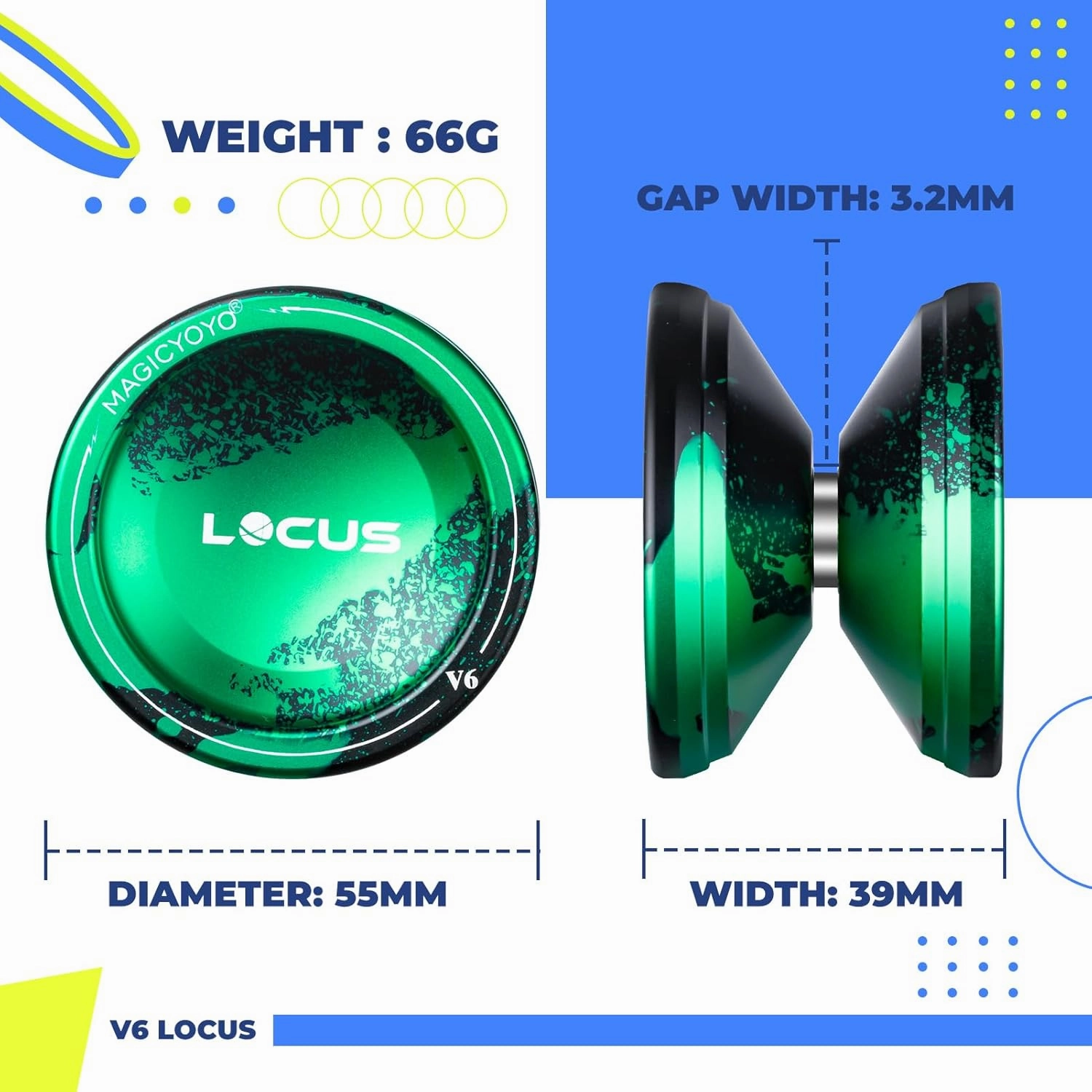 MAGICYOYO Pack of 2 Yoyos - Professional Responsive Yo-yo for Kids Beginner, Metal Yo yo V6 Plastic Yoyo K2, Dual Purpose Yo Yo with Unresponsive Yoyo Bearing for Adults 12 Yoyo Strings Removal Tool
