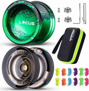 MAGICYOYO Pack of 2 Yoyos - Professional Responsive Yo-yo for Kids Beginner, Metal Yo yo V6 Plastic Yoyo K2, Dual Purpose Yo Yo with Unresponsive Yoyo Bearing for Adults 12 Yoyo Strings Removal Tool