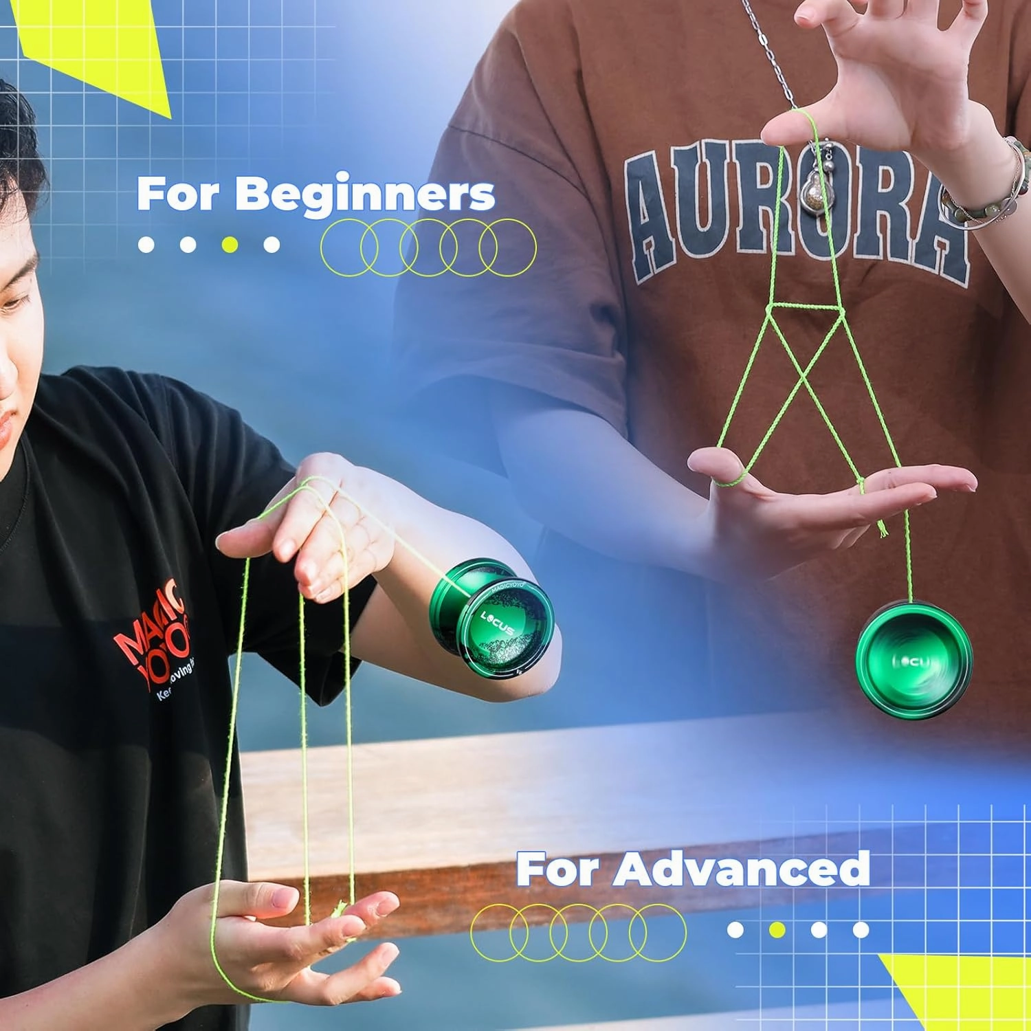 MAGICYOYO Pack of 2 Yoyos - Professional Responsive Yo-yo for Kids Beginner, Metal Yo yo V6 Plastic Yoyo K2, Dual Purpose Yo Yo with Unresponsive Yoyo Bearing for Adults 12 Yoyo Strings Removal Tool