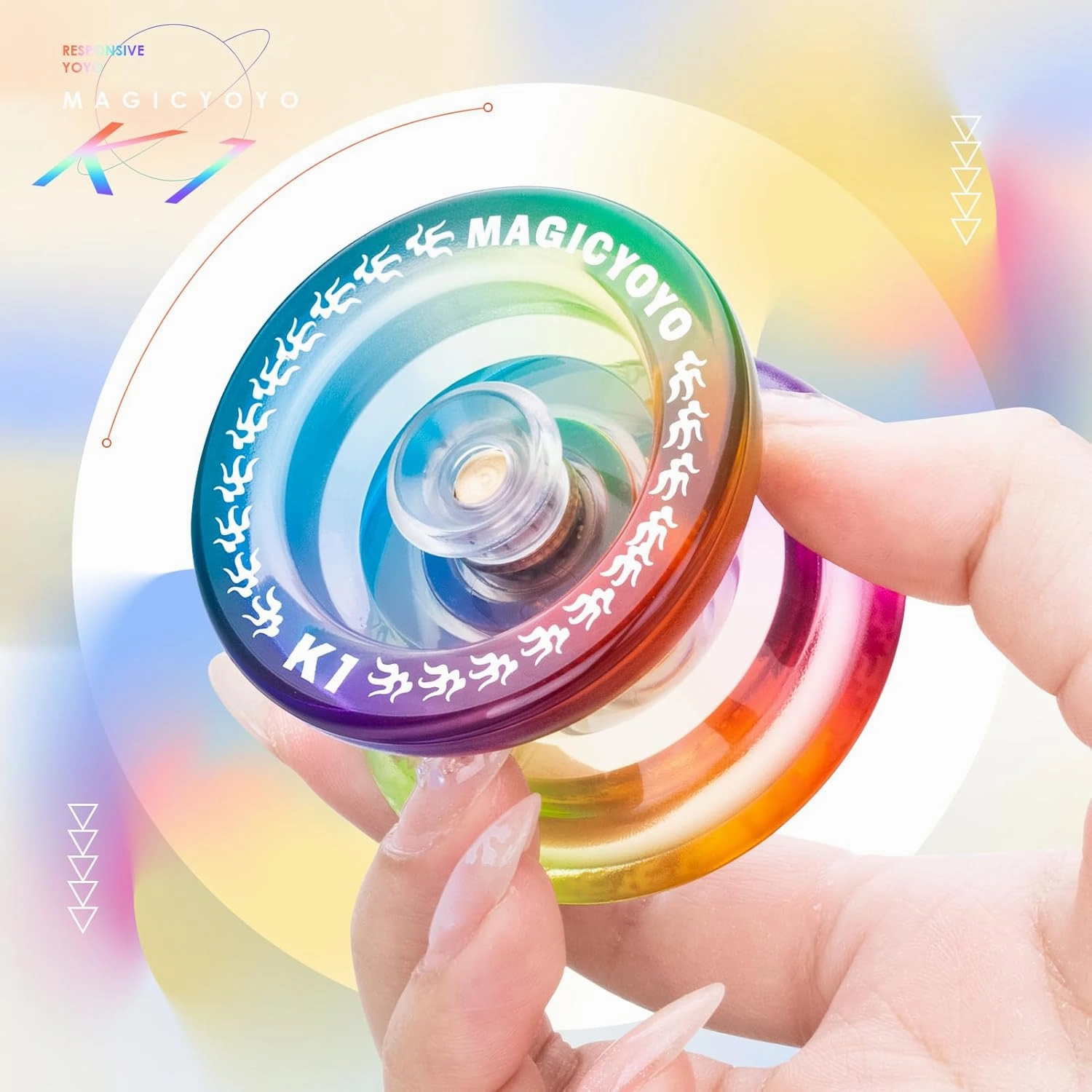 MAGICYOYO Responsive YoYo K1-Plus for Kids Beginners with Yoyo Storage Bag   12 Yoyo Strings and Yo-Yo Glove Gift (Blue Pink Yellow)