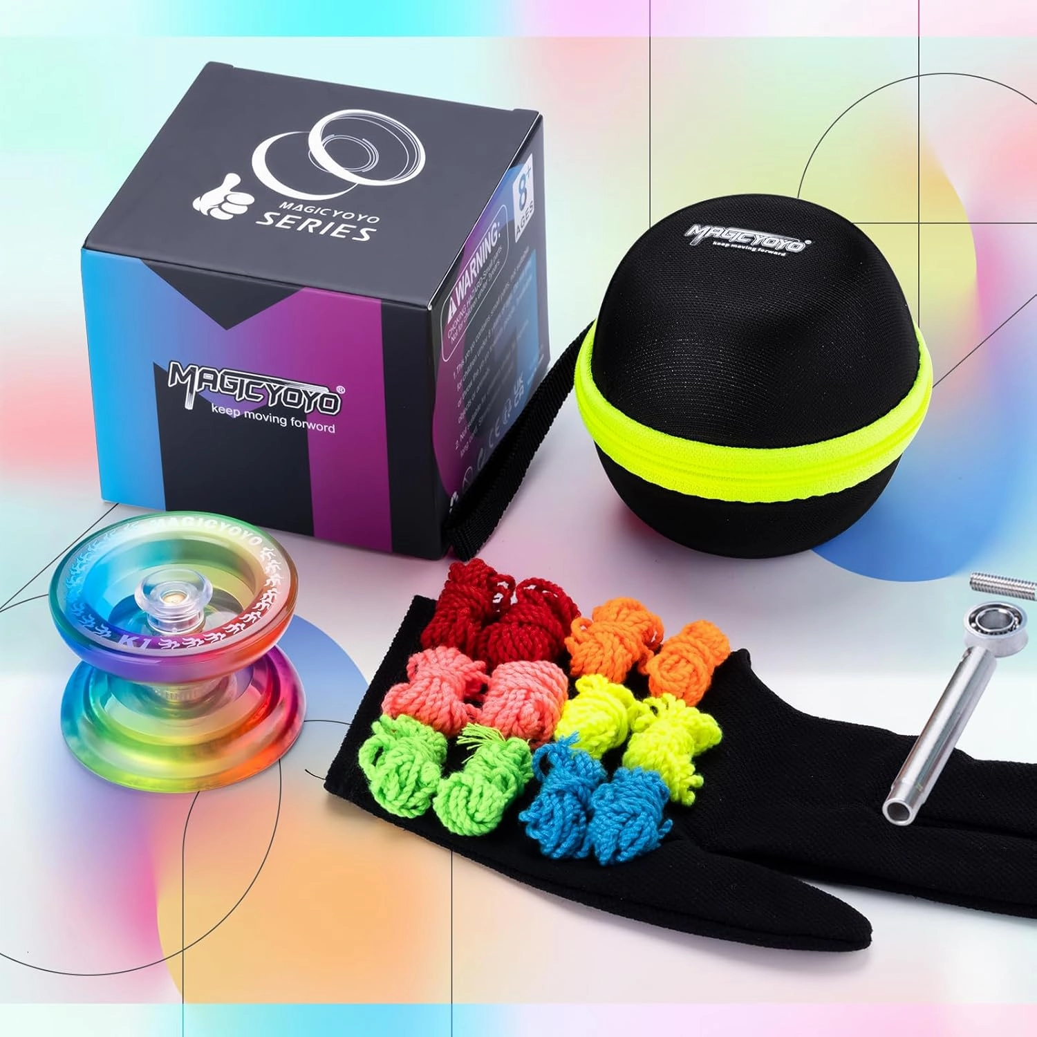 MAGICYOYO Responsive YoYo K1-Plus for Kids Beginners with Yoyo Storage Bag   12 Yoyo Strings and Yo-Yo Glove Gift (Blue Pink Yellow)