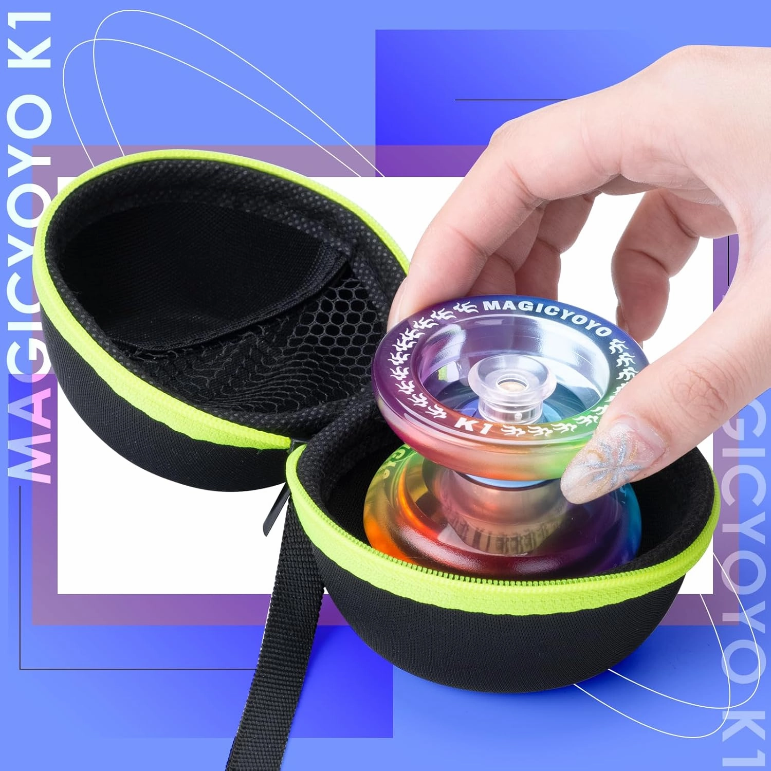 MAGICYOYO Responsive YoYo K1-Plus for Kids Beginners with Yoyo Storage Bag   12 Yoyo Strings and Yo-Yo Glove Gift (Blue Pink Yellow)