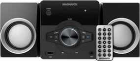 Magnavox MM442 3-Piece Top Loading CD Shelf System with Digital PLL FM Stereo Radio, Bluetooth Wireless Technology, and Remote Control in Black | Blue Lights | LED Display (Renewed)