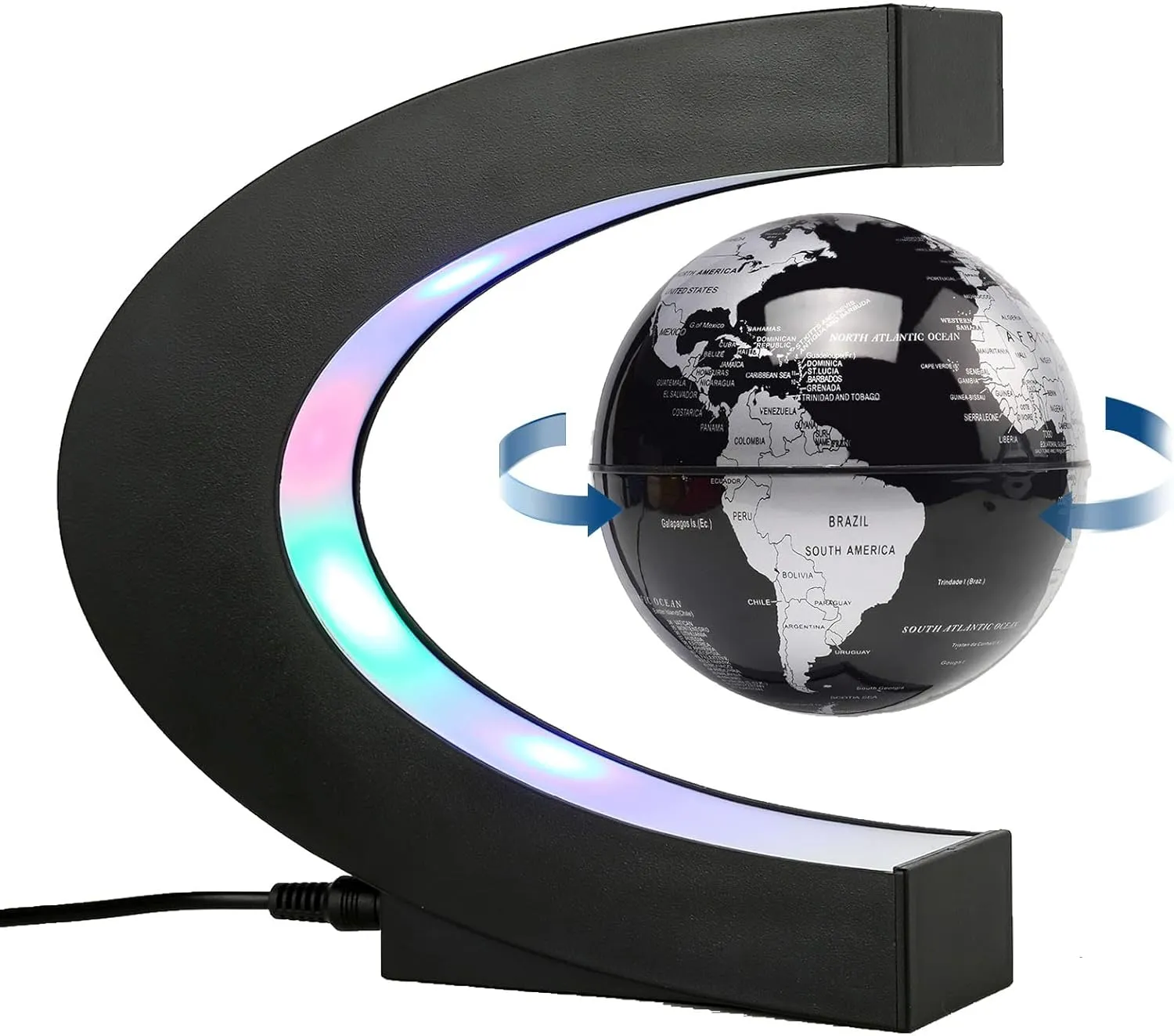 Magnetic Levitation Floating Globe with LED Light Anti Gravity Levitating World Map Office Home Bedroom Desk Gadget Decor Unique Birthday Gift for Men Kids Husband Boss