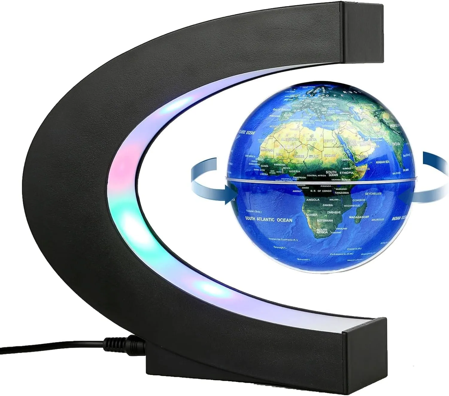 Magnetic Levitation Floating Globe with LED Light Anti Gravity Levitating World Map Office Home Bedroom Desk Gadget Decor Unique Birthday Gift for Men Kids Husband Boss