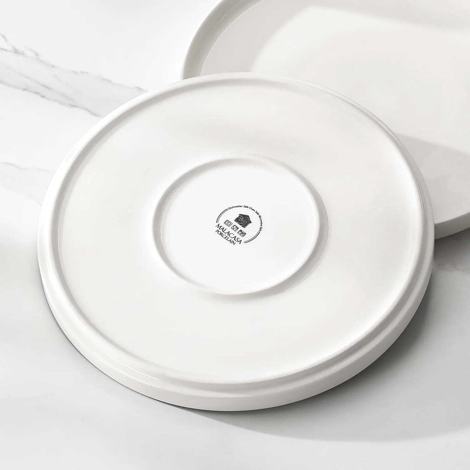 MALACASA 24 Pieces Porcelain Dinnerware Set, Modern White Dish Set for 6, Premium Serving Plates and Bowls Sets, Chip and Scratch Resistant Dishware Sets Kitchen Dishes Dining Ware Set, Series LEAH