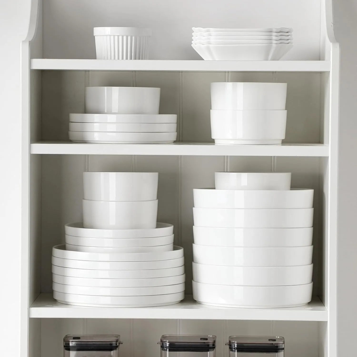 MALACASA 24 Pieces Porcelain Dinnerware Set, Modern White Dish Set for 6, Premium Serving Plates and Bowls Sets, Chip and Scratch Resistant Dishware Sets Kitchen Dishes Dining Ware Set, Series LEAH