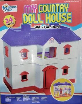 Mamma Mia My Country Doll House with Furniture for Kids, 24 Pcs
