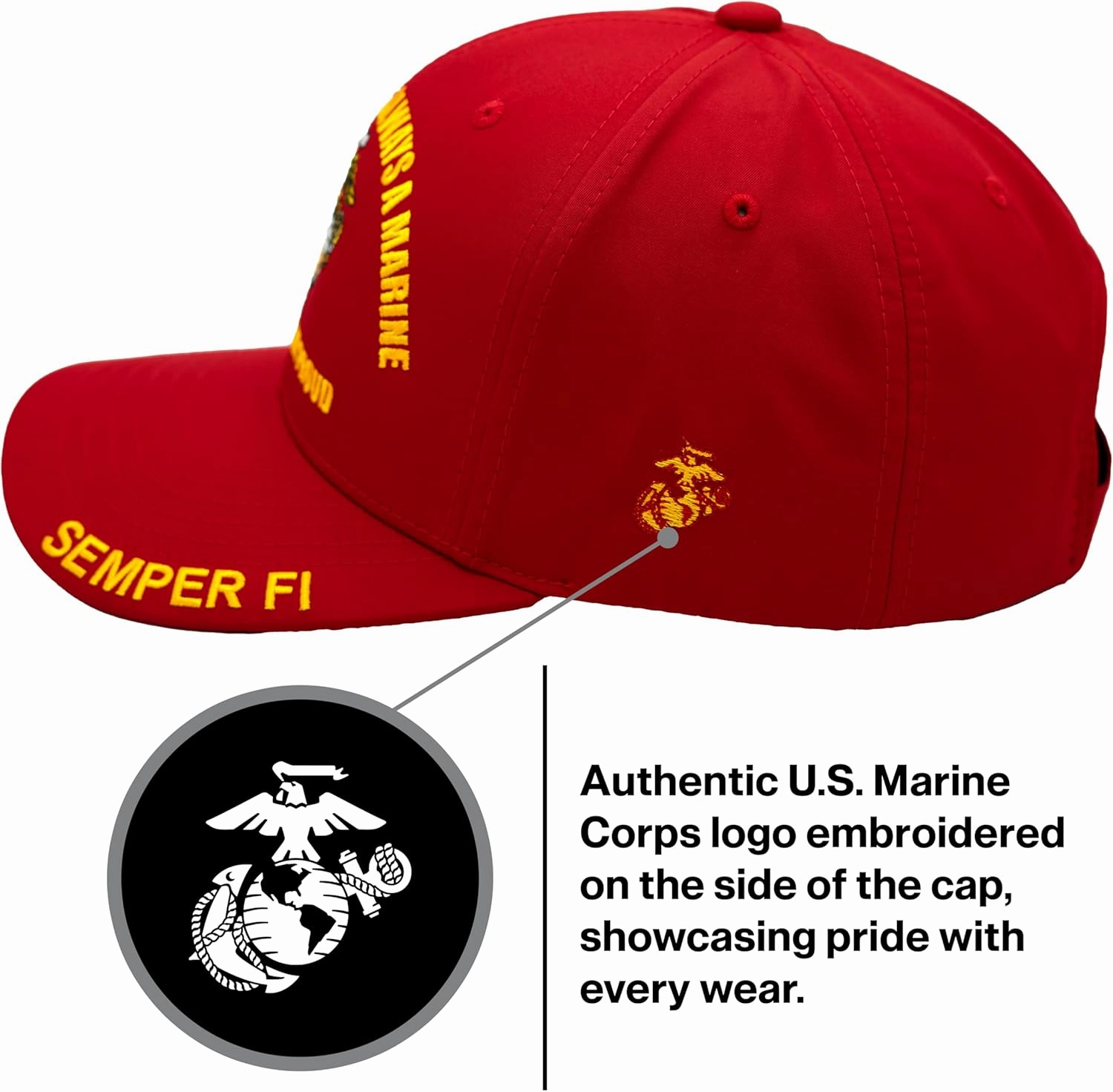 Marine Corps Hat for Men USMC Veteran Hat, Official Licensed US Marines Hat Semper Fi Once A Marine Always A Marine Cap