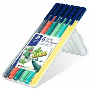 Markers Colouring Staedtler Triplus Fibre Tip Dino Assorted Wallet/6