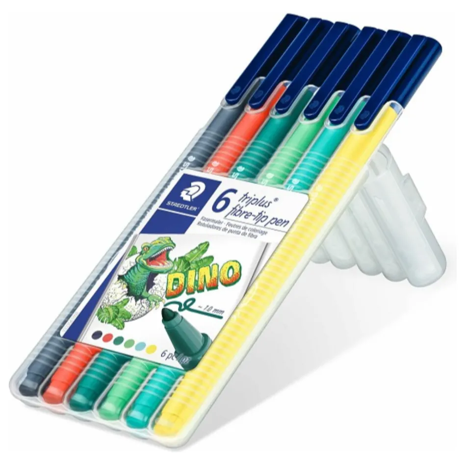 Markers Colouring Staedtler Triplus Fibre Tip Dino Assorted Wallet/6