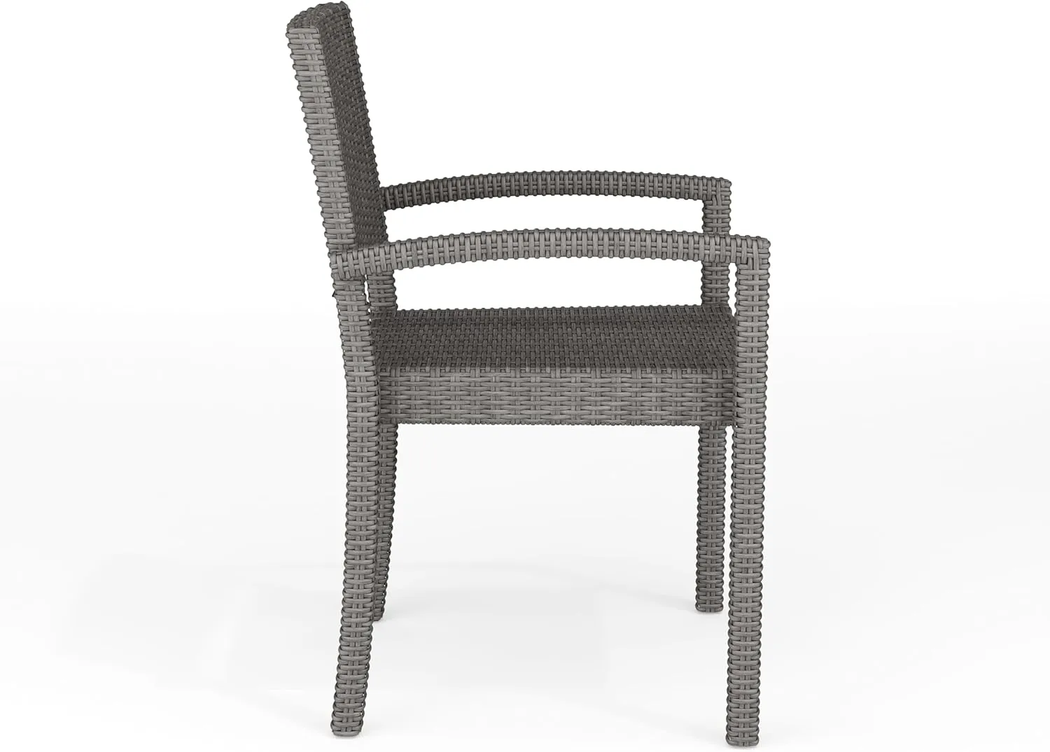 Martha Stewart Bedford Indoor-Outdoor Stackable Patio Armchairs with Rattan Wicker Finish in Gray, Set of 2