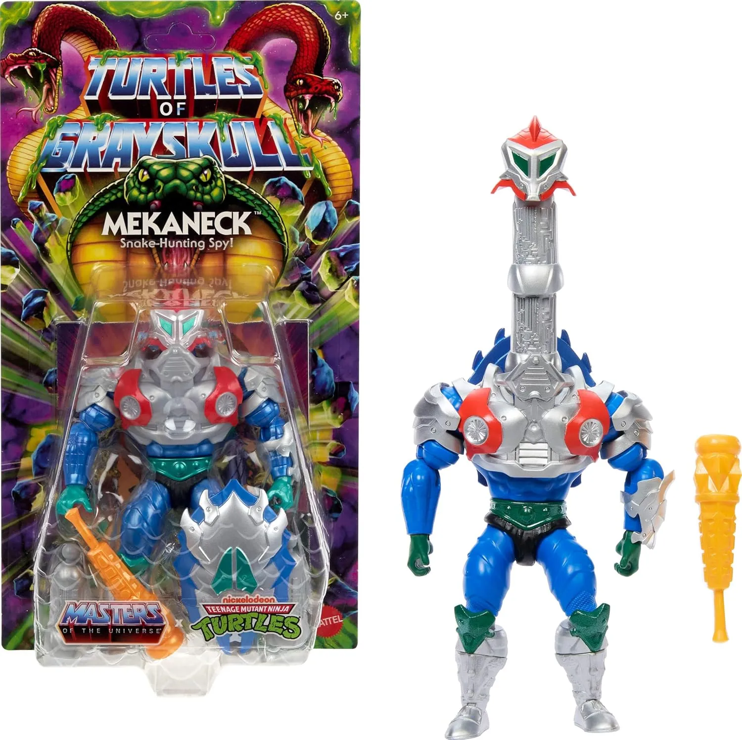 Masters of the Universe Origins Turtles of Grayskull Mekaneck Reptile Wars Posable Action Figure, Teenage Mutant Ninja & Motu Crossover Hero Toy