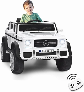 MAT EXPERT Kids Car, Licensed Mercedes-Benz Maybach Battery Powered Kids Ride On Car with 2.4G Remote Control, Music, Slow Start, 12V Electric Vehicle Toy for Boys & Girls 37-96 Months (White)