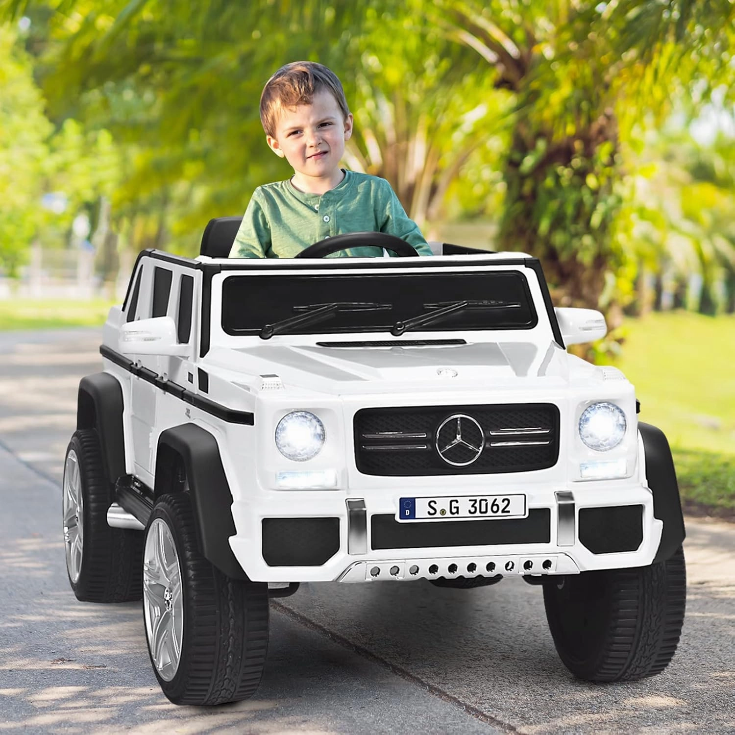 MAT EXPERT Kids Car, Licensed Mercedes-Benz Maybach Battery Powered Kids Ride On Car with 2.4G Remote Control, Music, Slow Start, 12V Electric Vehicle Toy for Boys & Girls 37-96 Months (White)