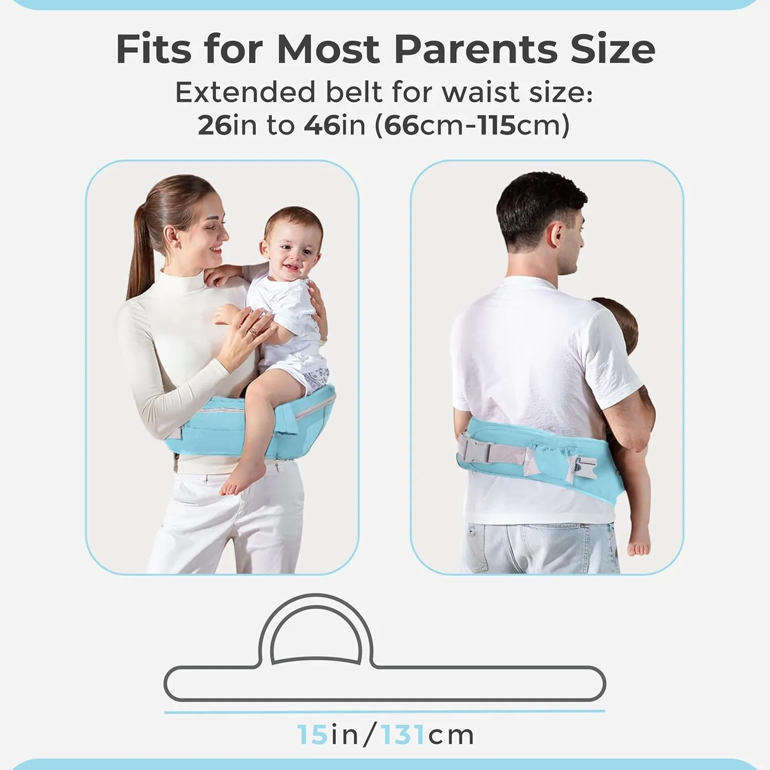 Maya Lilly Ultimate Baby Hip Seat Carrier - Baby Carrier Newborn to Toddler with Adjustable Fit, Premium Cotton Infant Hip Sling with Pockets, Ergonomic Toddler Holder - Aqua