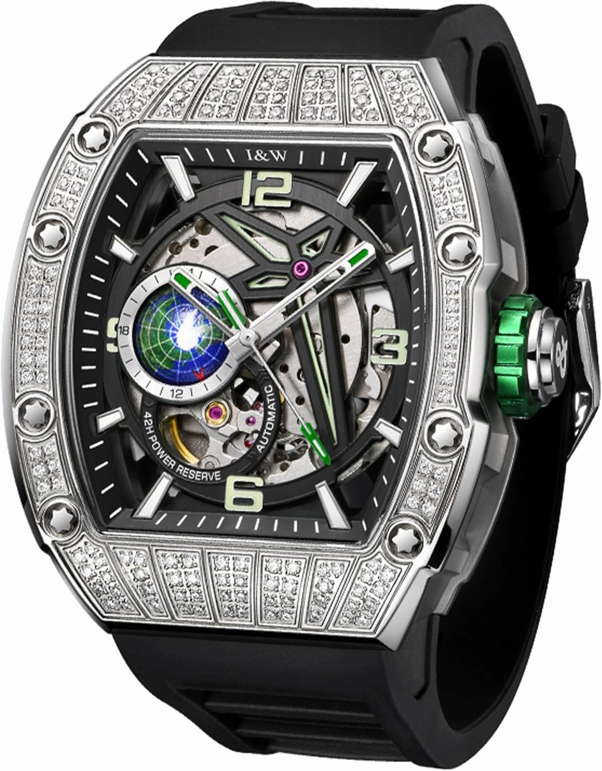 Men's Wine Barrel Fully Automatic Mechanical Watch,Luxury Sport Waterproof 50m Men Wristwatch with Hollow Star