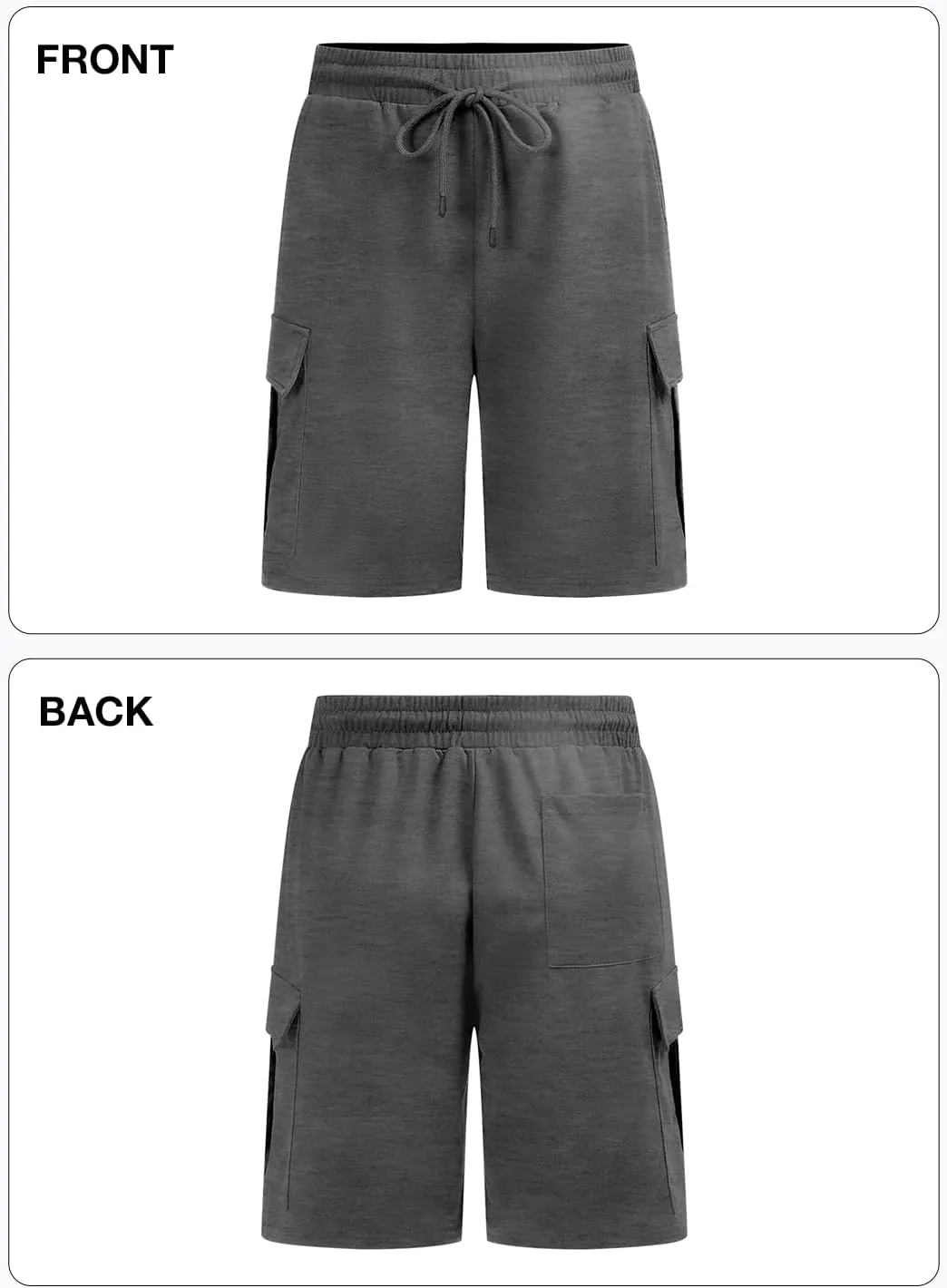 Mens Casual Sweat Cargo Cotton Shorts Drawstring Elastic Waist Athletic Workout Gym Jogger Shorts with 5 Pockets