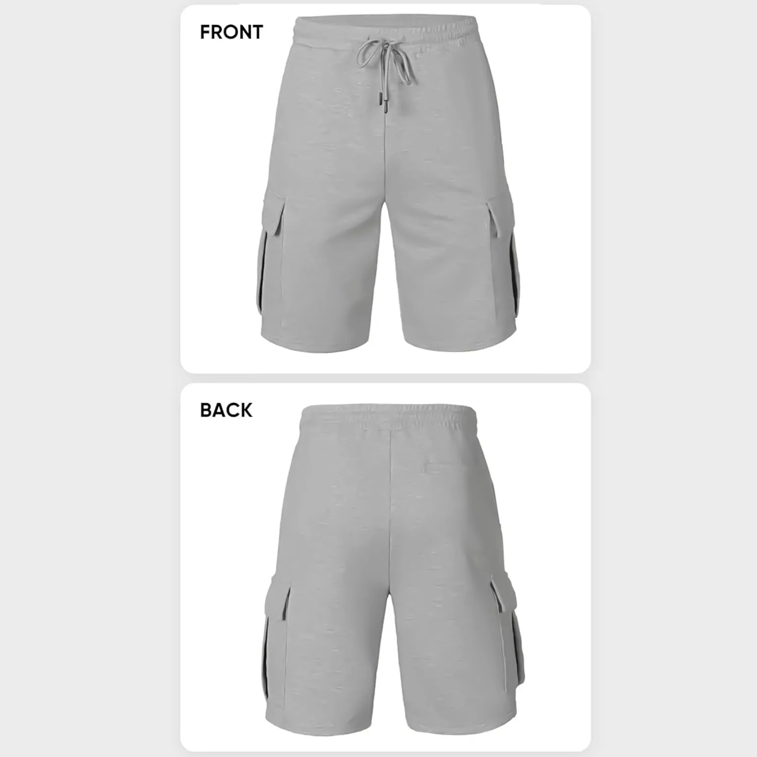 Mens Casual Sweat Cargo Cotton Shorts Drawstring Elastic Waist Athletic Workout Gym Jogger Shorts with 5 Pockets