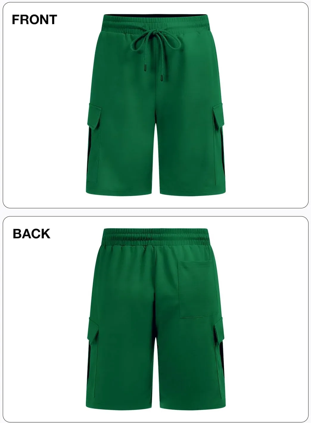 Mens Casual Sweat Cargo Cotton Shorts Drawstring Elastic Waist Athletic Workout Gym Jogger Shorts with 5 Pockets