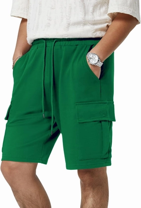 Mens Casual Sweat Cargo Cotton Shorts Drawstring Elastic Waist Athletic Workout Gym Jogger Shorts with 5 Pockets