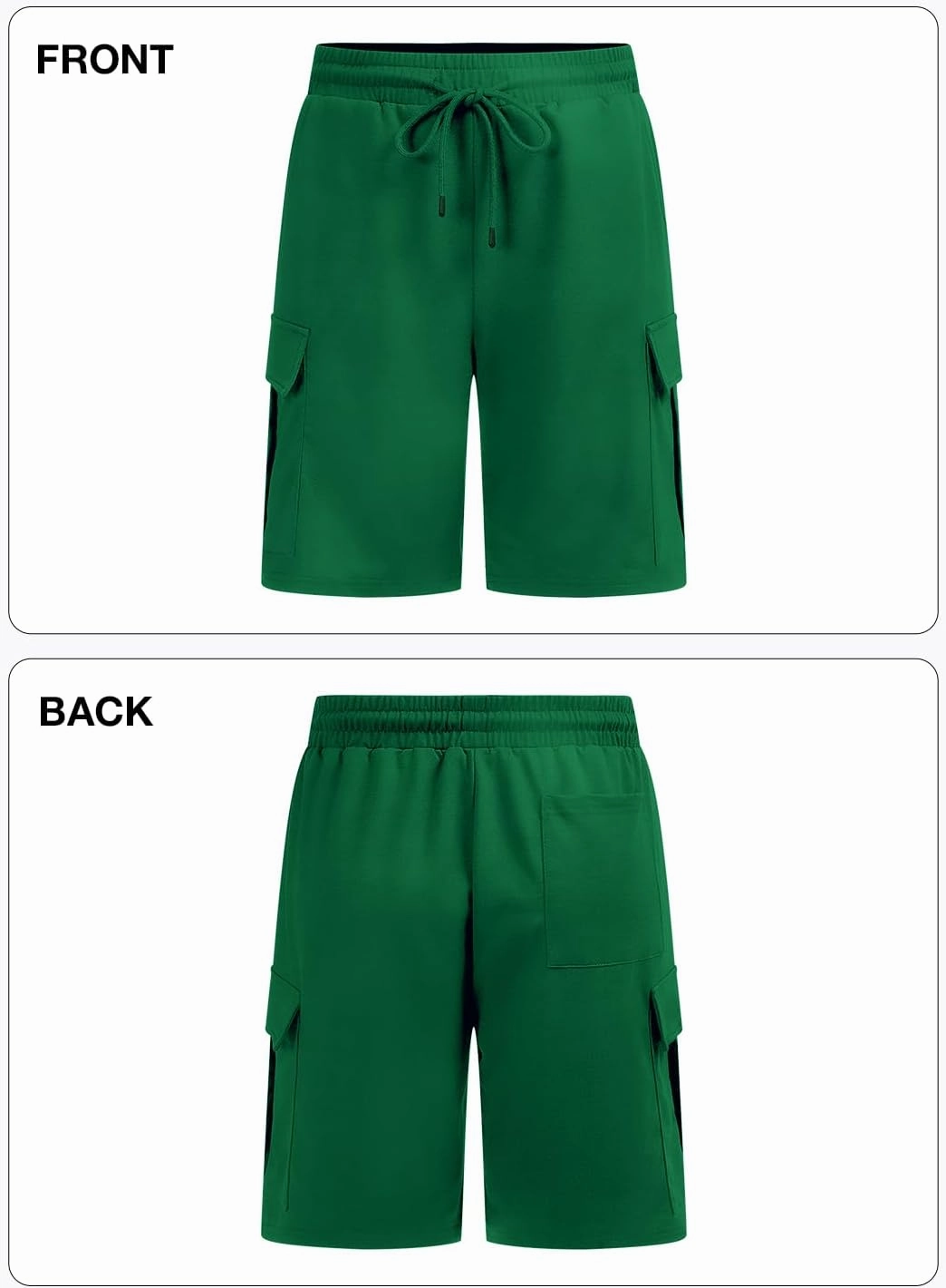 Mens Casual Sweat Cargo Cotton Shorts Drawstring Elastic Waist Athletic Workout Gym Jogger Shorts with 5 Pockets