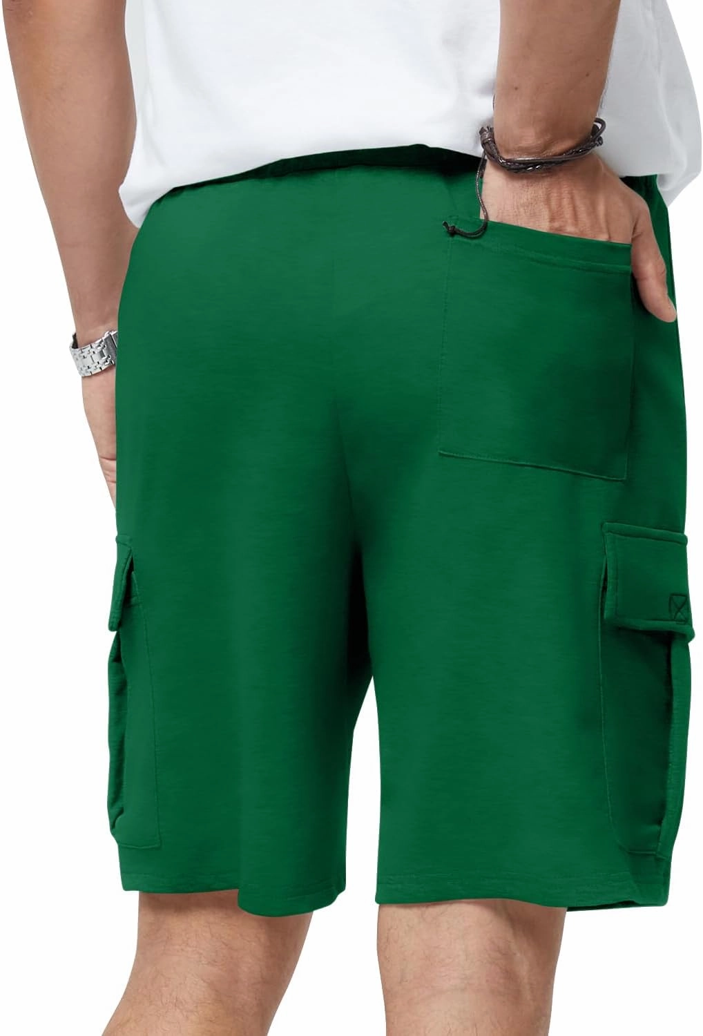 Mens Casual Sweat Cargo Cotton Shorts Drawstring Elastic Waist Athletic Workout Gym Jogger Shorts with 5 Pockets