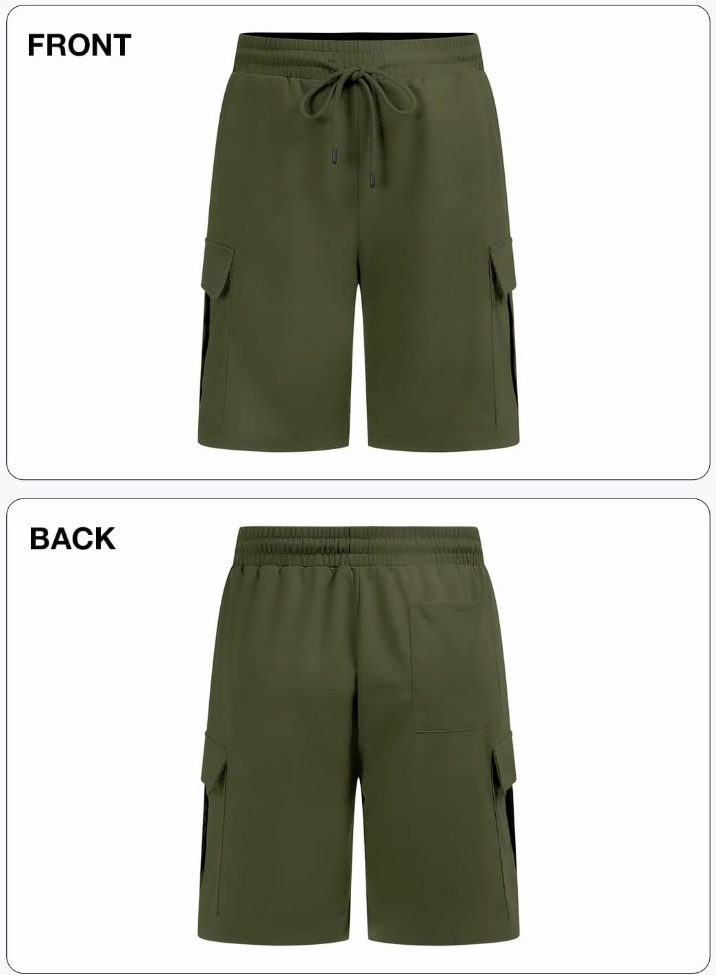 Mens Casual Sweat Cargo Cotton Shorts Drawstring Elastic Waist Athletic Workout Gym Jogger Shorts with 5 Pockets
