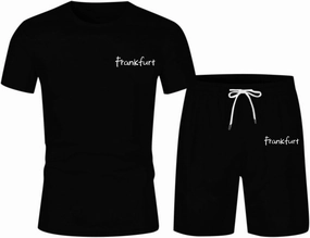 Mens City Letter Print Summer Sportswear Suits Breathable Short Sleeved T Shirt And Sports Shorts