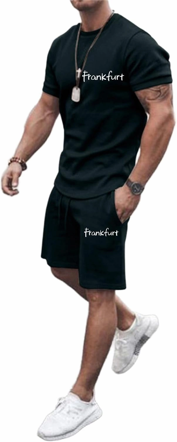 Mens City Letter Print Summer Sportswear Suits Breathable Short Sleeved T Shirt And Sports Shorts