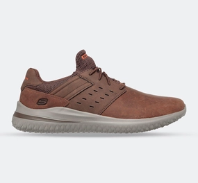 Mens Wide Fit Skechers Street Wear Delson 3.0 210308W Luxury Walking Trainers - Brown