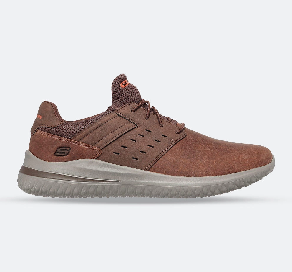 Mens Wide Fit Skechers Street Wear Delson 3.0 210308W Luxury Walking Trainers - Brown